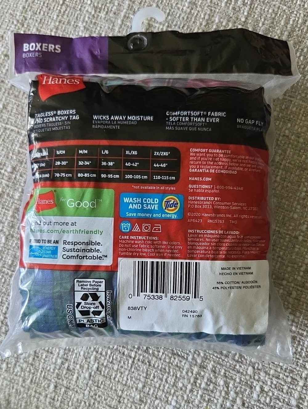 Hanes Tagless Boxers Set Of 2 Size M